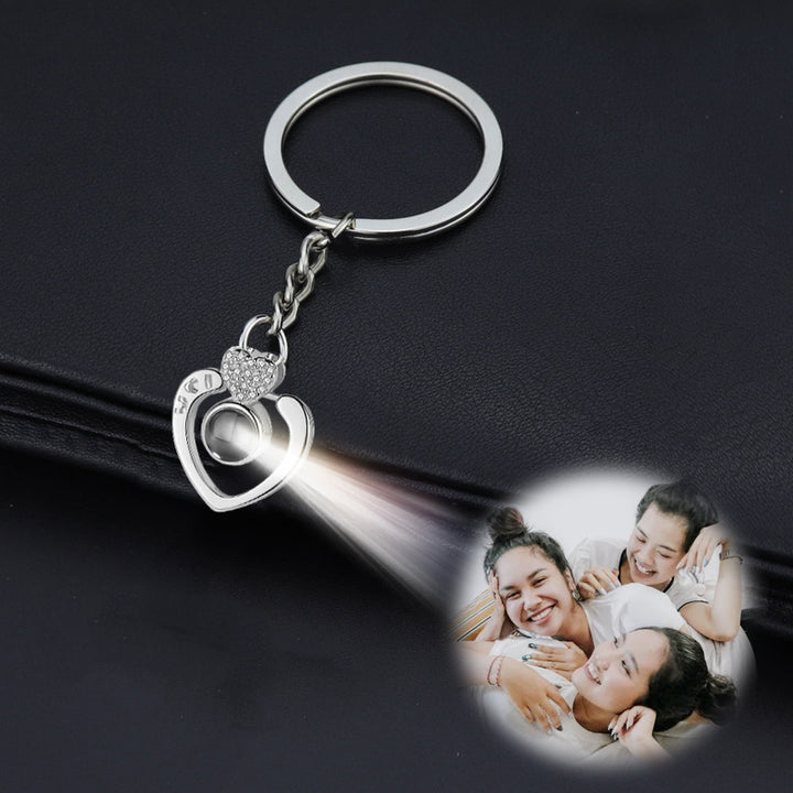 Double Heart Keychain Photo Projection Keychain For Her, Him - Oarse