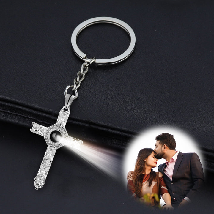 Personalized Cross Keychain Photo Projection Keychain For Boyfriend - Oarse