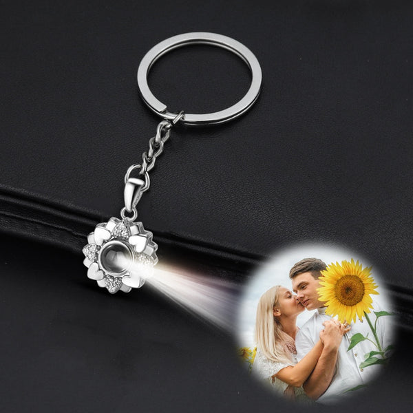 Sunflower Heart Projection Keychain With Picture - Oarse