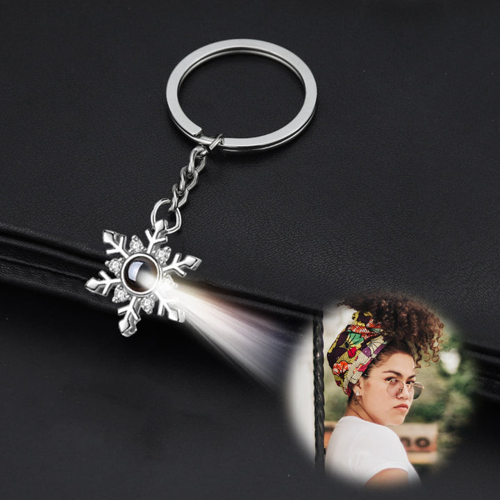 Snowflake Photo Projection Keychain, Personalized Keychains For Her - Oarse