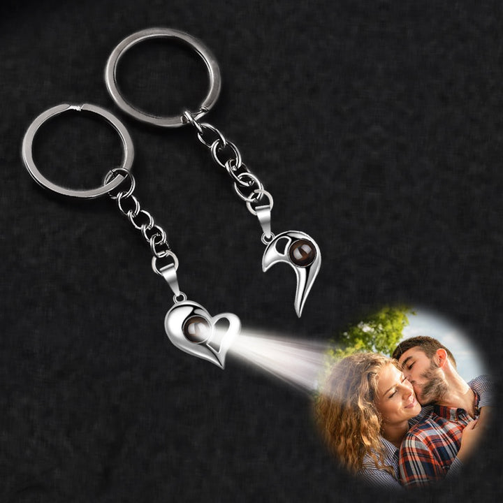Heart Photo Projection Keychain, Matching Keychains For Couples - Oarse