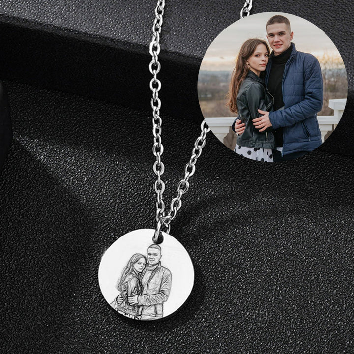 Personalized Photo Necklace Sterling Silver Face Engraved Necklace For Her Him - Oarse