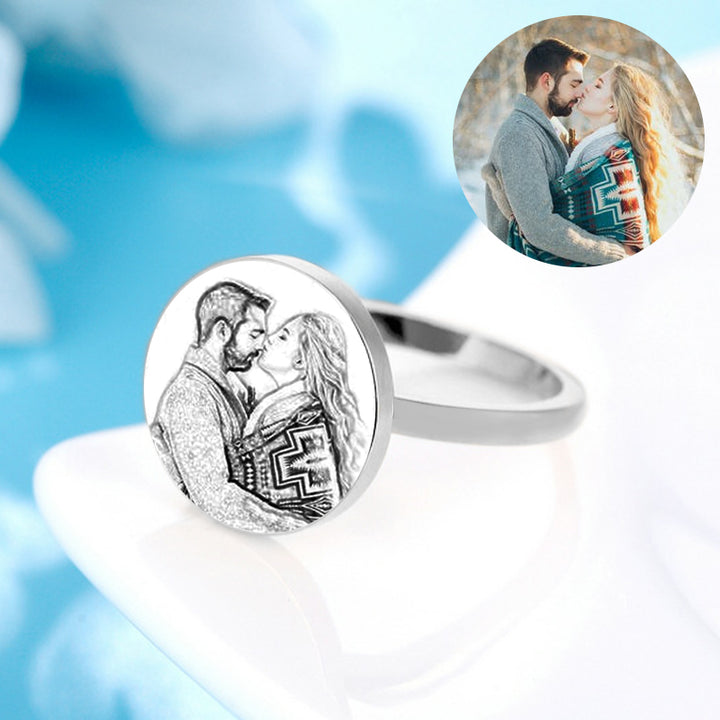 Personalized Photo Engraved Ring Sterling Silver Engraved Ring With Name - Oarse