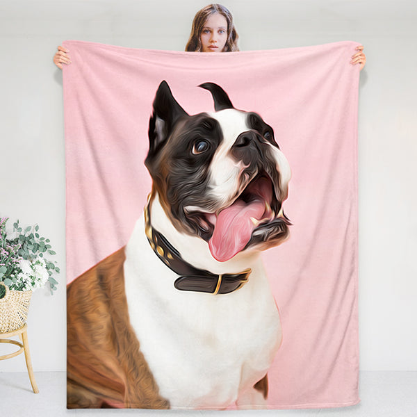 Personalized Pet Portrait Blanket with Name Custom Made Dog Cat Blankets with Pictures - OARSE
