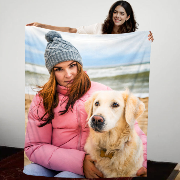 Personalized Pet Photo Blanket with Name Customized Blanket Made from Original Picture - OARSE