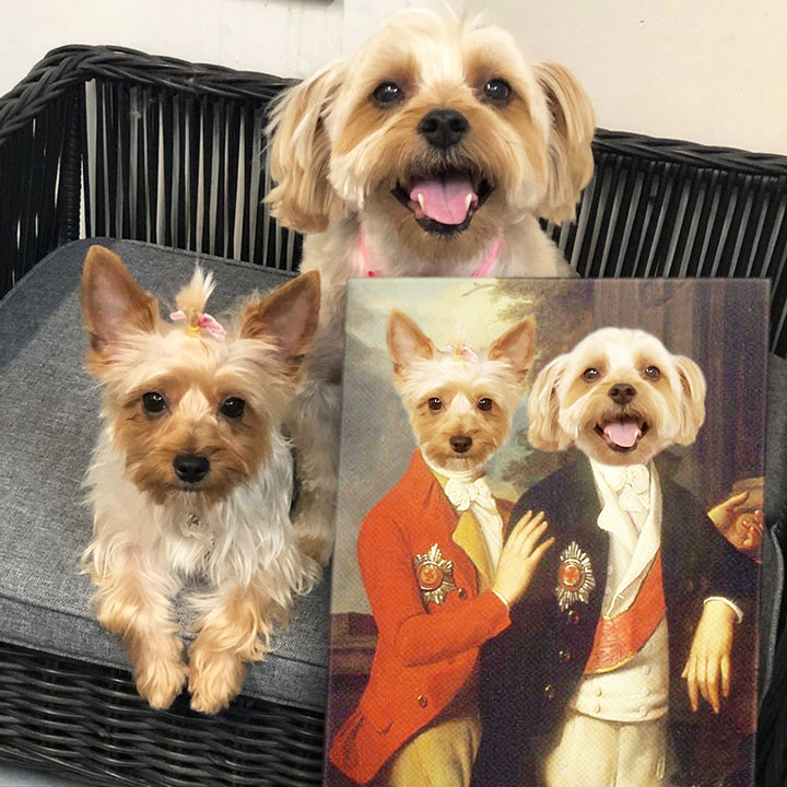 Custom Two Prince Pet Portrait Canvas, Pet And Owner Painting - Oarse