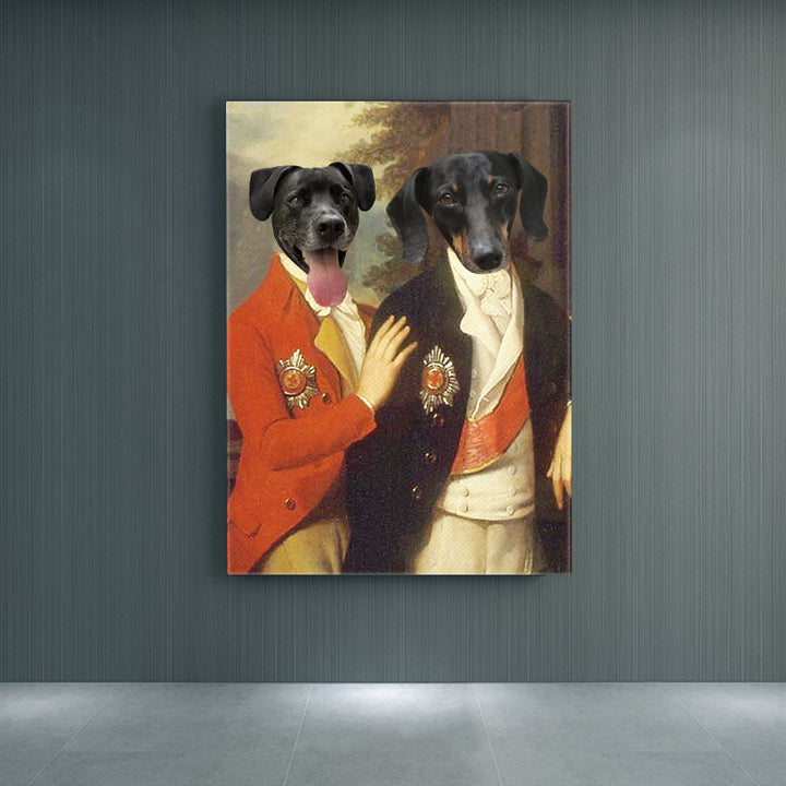 Custom Two Prince Pet Portrait Canvas, Pet And Owner Painting - Oarse