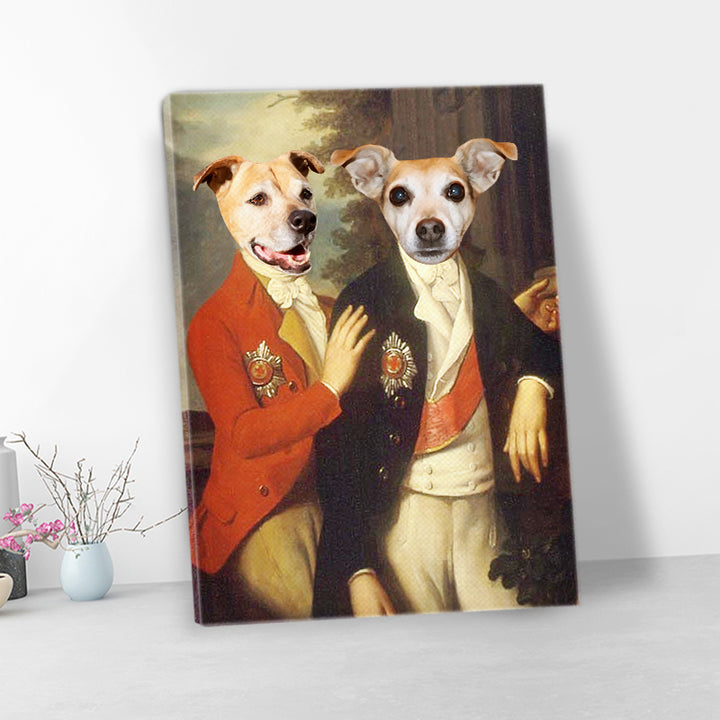 Custom Two Prince Pet Portrait Canvas, Pet And Owner Painting - Oarse