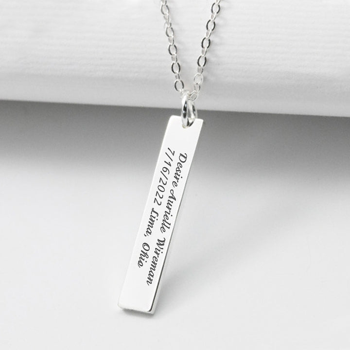 Rectangle Custom Engraved Necklace, Personalized Jewelry For Her - OARSE