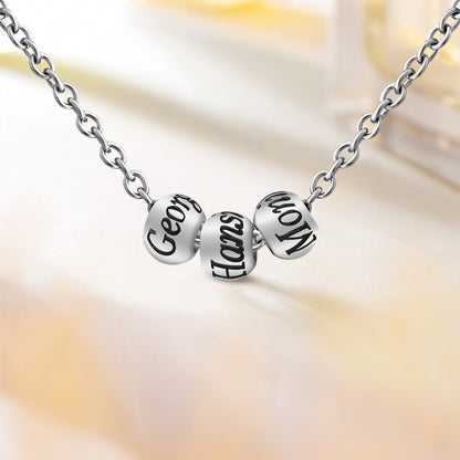 Round Beads Personalized Letter Necklace, Dangle Letter Name Necklace - OARSE