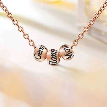 Round Beads Personalized Letter Necklace, Dangle Letter Name Necklace - OARSE