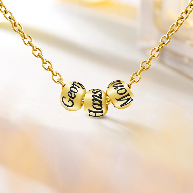 Round Beads Personalized Letter Necklace, Dangle Letter Name Necklace - OARSE