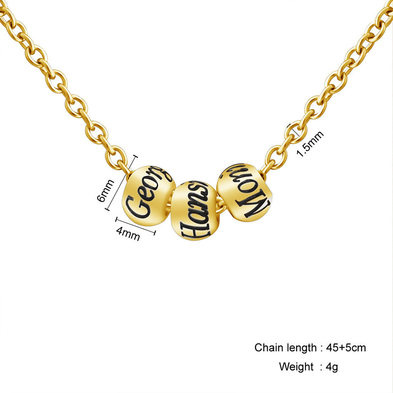 Round Beads Personalized Letter Necklace, Dangle Letter Name Necklace - OARSE