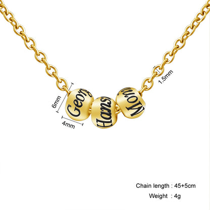Round Beads Personalized Letter Necklace, Dangle Letter Name Necklace - OARSE