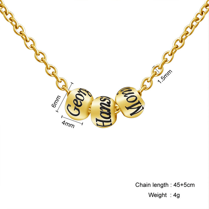 Round Beads Personalized Letter Necklace, Dangle Letter Name Necklace - OARSE