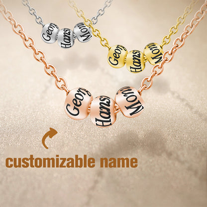 Round Beads Personalized Letter Necklace, Dangle Letter Name Necklace - OARSE