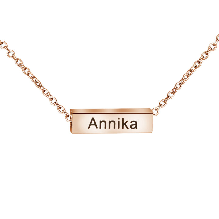 Square Tube Bar Name Necklace, Handwriting Engraved Jewelry - OARSE