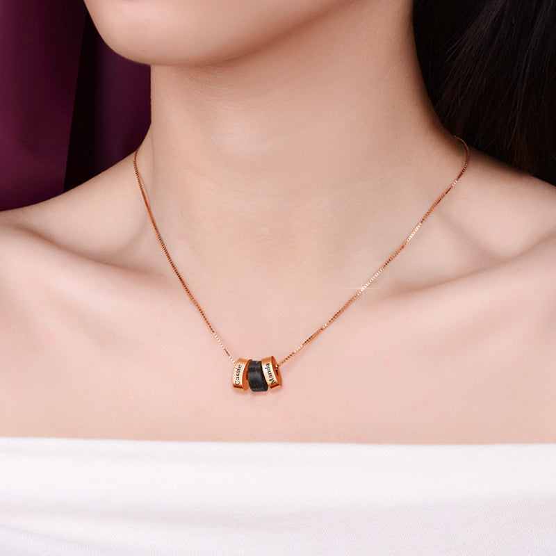 Wood Grain Round Beads Name Tag Necklace, Necklaces That Say Your Name - OARSE