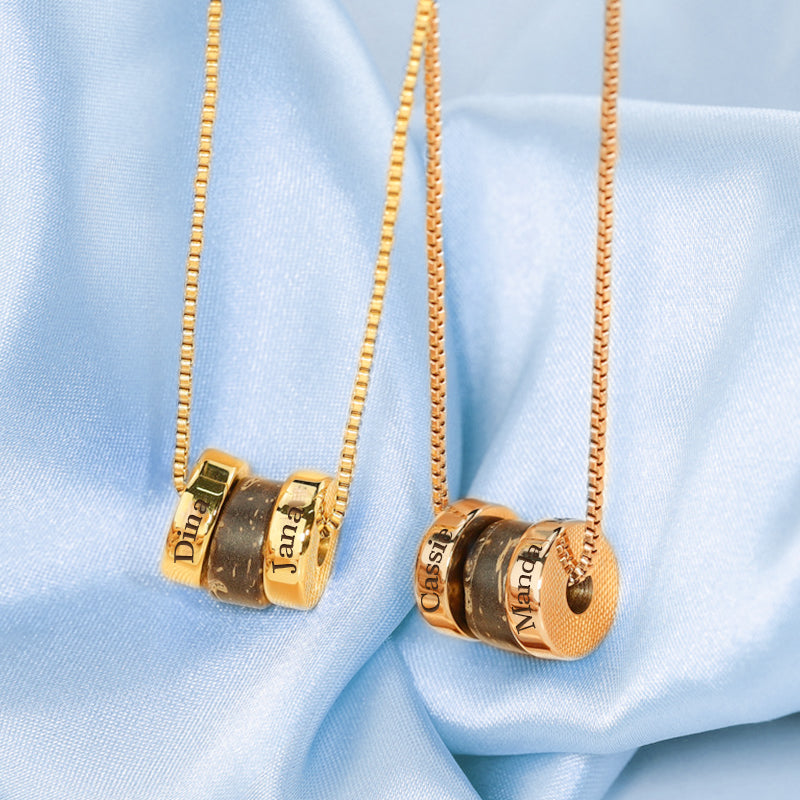 Wood Grain Round Beads Name Tag Necklace, Necklaces That Say Your Name - OARSE