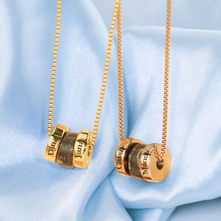 Wood Grain Round Beads Name Tag Necklace, Necklaces That Say Your Name - OARSE