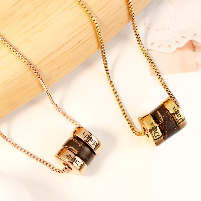 Wood Grain Round Beads Name Tag Necklace, Necklaces That Say Your Name - OARSE