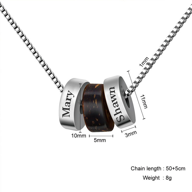 Wood Grain Round Beads Name Tag Necklace, Necklaces That Say Your Name - OARSE