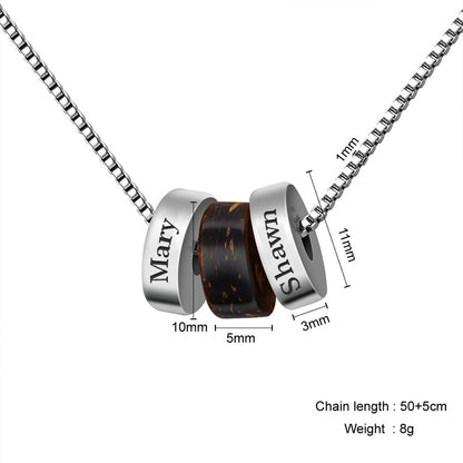 Wood Grain Round Beads Name Tag Necklace, Necklaces That Say Your Name - OARSE