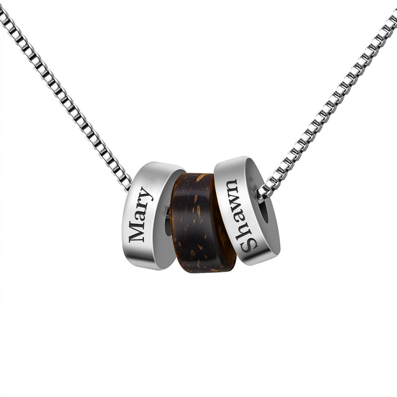 Wood Grain Round Beads Name Tag Necklace, Necklaces That Say Your Name - OARSE