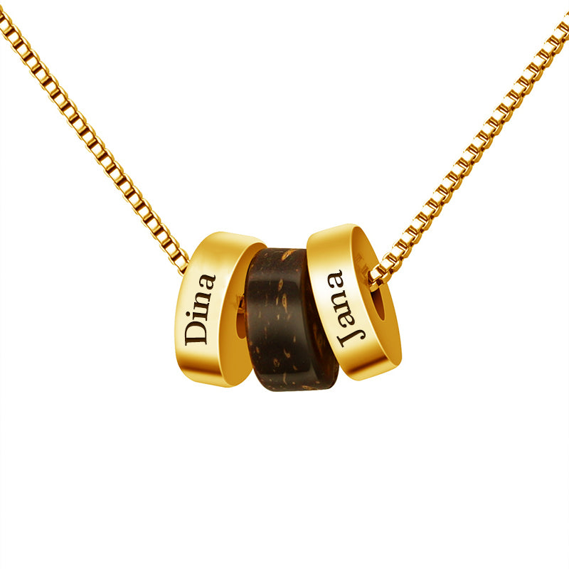 Wood Grain Round Beads Name Tag Necklace, Necklaces That Say Your Name - OARSE