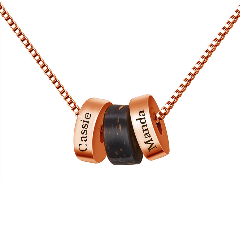 Wood Grain Round Beads Name Tag Necklace, Necklaces That Say Your Name - OARSE
