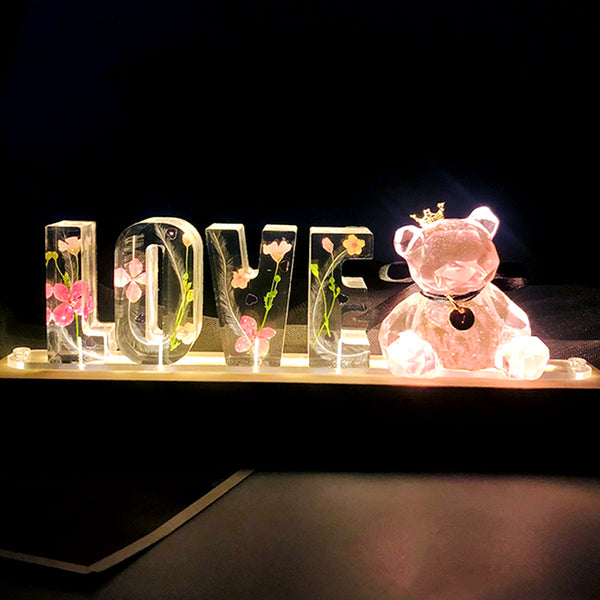 Custom Letter Lights, Flower Night Light With Bear - Oarse