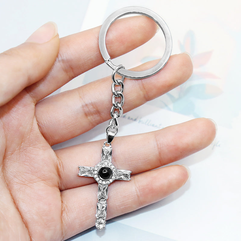 Personalized Cross Keychain Photo Projection Keychain For Boyfriend - Oarse