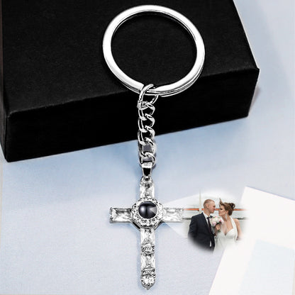 Personalized Cross Keychain Photo Projection Keychain For Boyfriend - Oarse