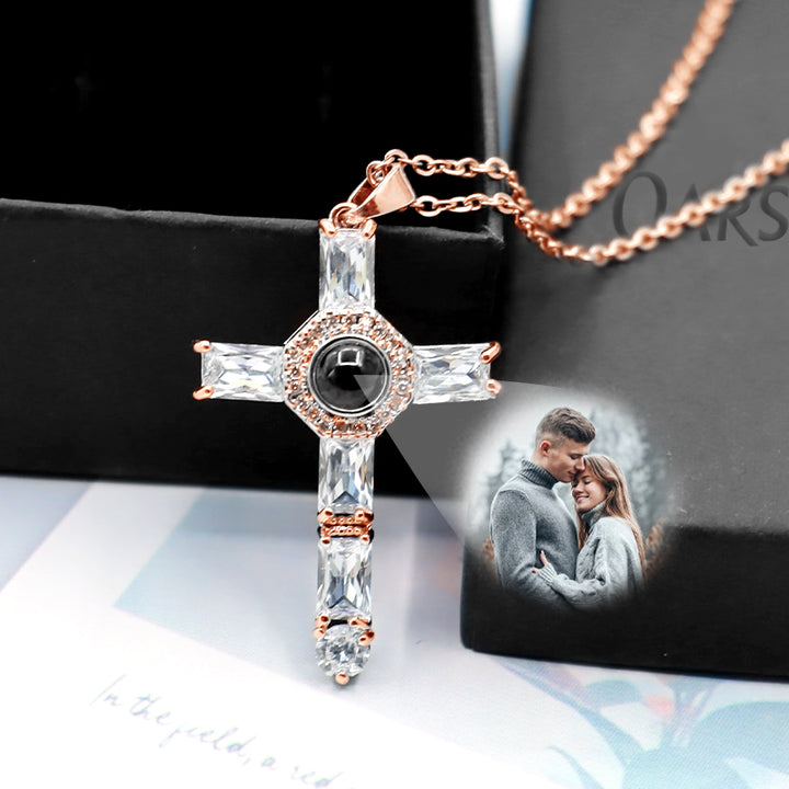 Photo Projection Necklace For Him Custom Cross Necklace Mens - Oarse
