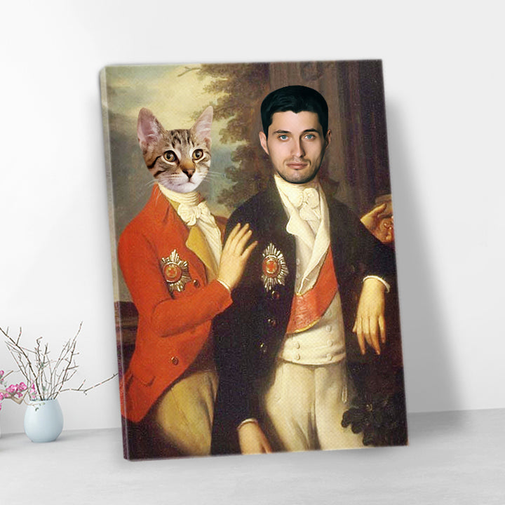 Custom Two Prince Pet Portrait Canvas, Pet And Owner Painting - Oarse