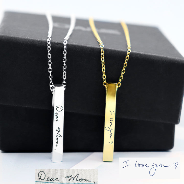 Custom Handwriting Necklace Vertical Name Necklace Actual Handwriting Jewelry - Oarse