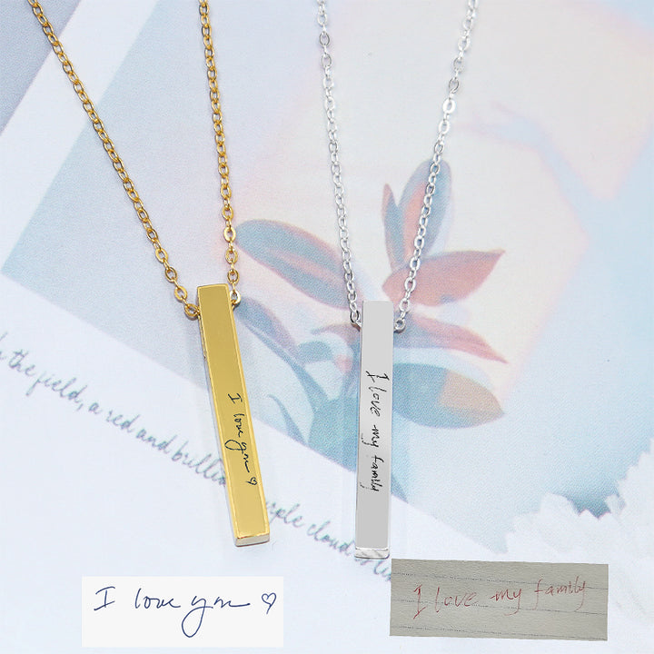 Custom Handwriting Necklace Vertical Name Necklace Actual Handwriting Jewelry - Oarse