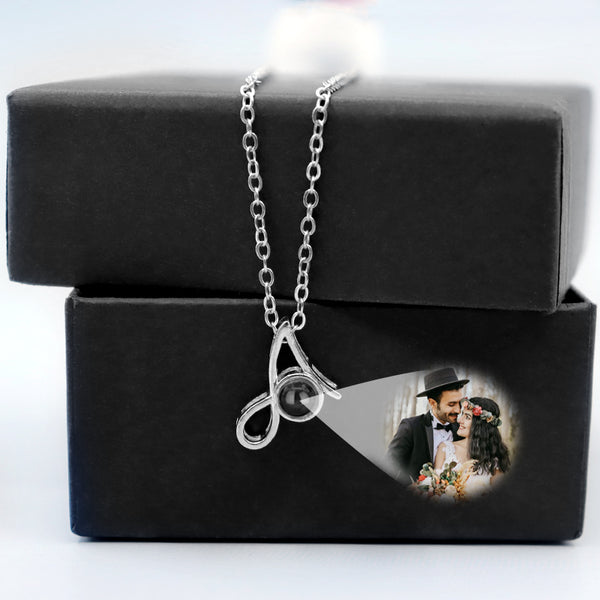 Personalized Photo Projection Necklace Initials Necklace With Photo Projection - Oarse