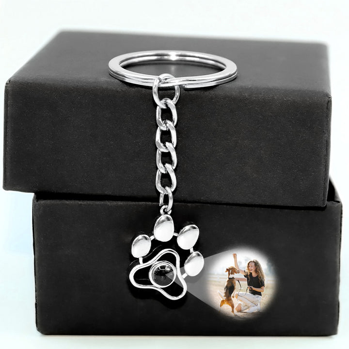 Paw Photo Projection Keychain For Couple And Pet - Oarse