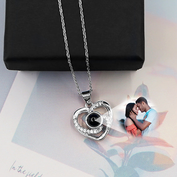 Heart Pendant Projection Necklace With Photo Inside - Oarse