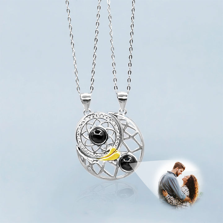 Sun and Moon Two S925 Projection Necklaces Custom Couple Necklaces - Package Two - Oarse