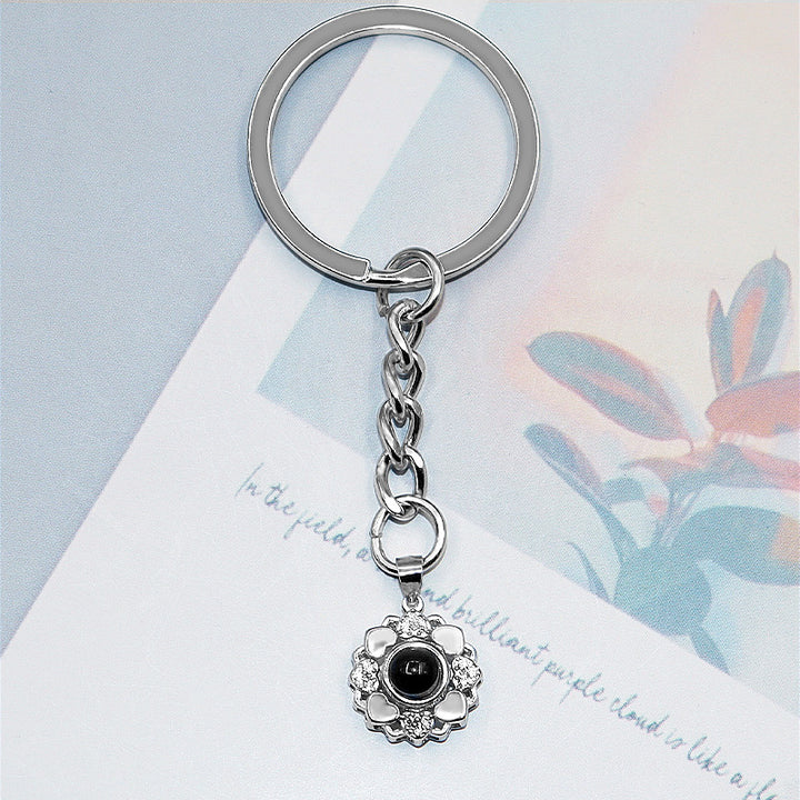 Sunflower Heart Projection Keychain With Picture - Oarse